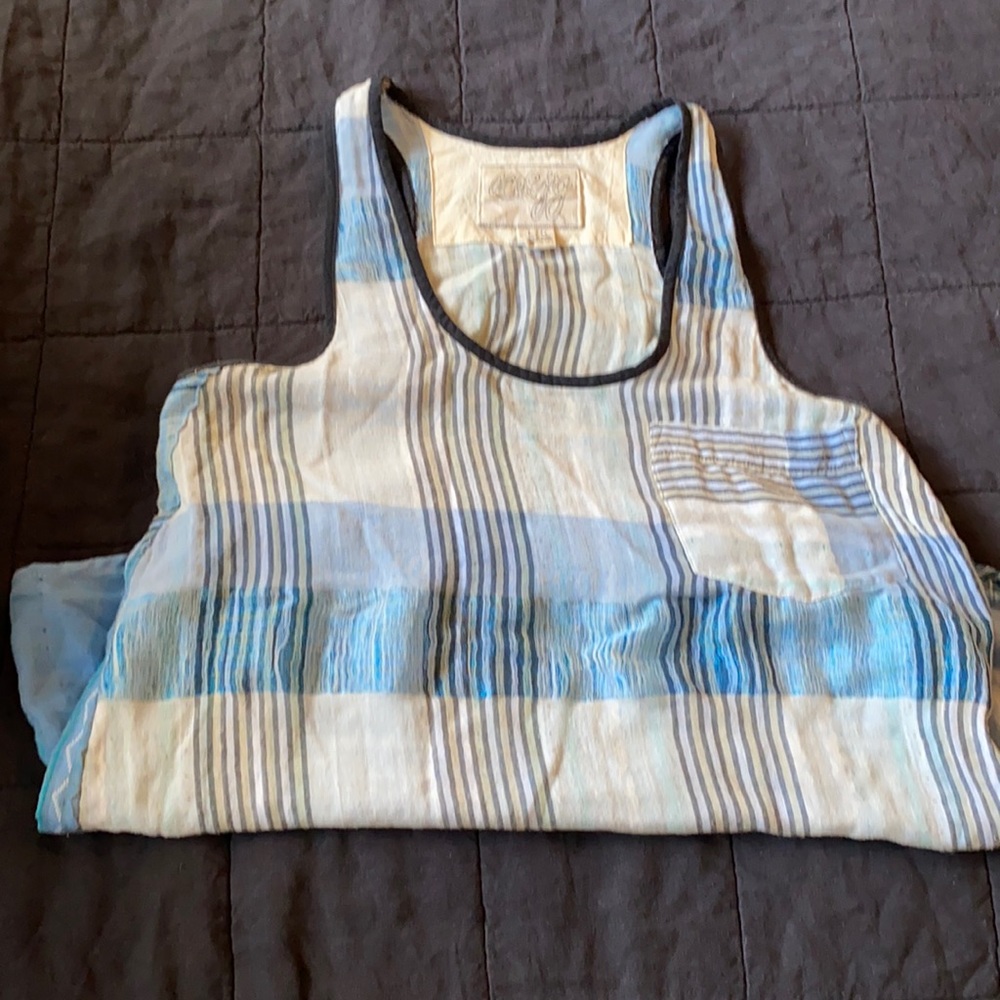 Ace & Jig Striped Blue and White Linen Tank Top